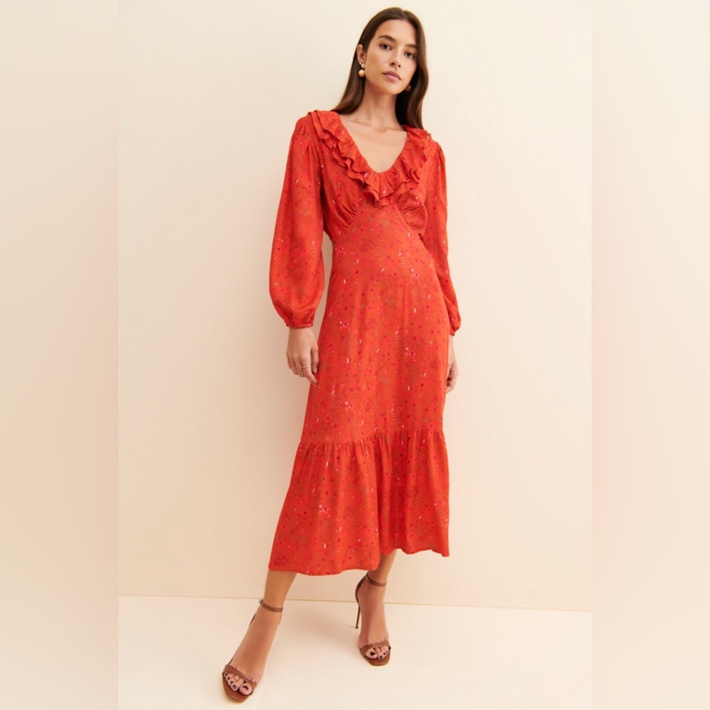Anthropologie x Du Paradis - Ruffle Collar Cut Out Dress, size S